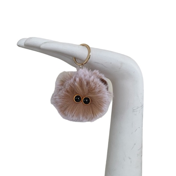 Fuzzy Brown Pom Pom Animal Keychain Accessory - Picture 7 of 14